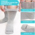thumbnail image 4 of 3 Pairs Cotton Diabetic Socks for Men and Women, UNEEI Extra Wide Calf Socks for Swollen Feet, Comfortable & Non-Binding Fit Crew Socks, Size 9-13, 4 of 7