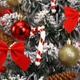 thumbnail image 4 of Liyamei 17.7 Inch Mini Frosted Desktop Lighting Star Top Pinecones Red Bow Candy Canes Red Berries Hanging DIY Holiday Indoor, 4 of 5