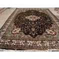 thumbnail image 1 of AHMEDANI Rectangle Area Rug Chocolate Brown Floral Kashaan Hand Knotted Wool Silk Carpet (9 X 6)', 1 of 9