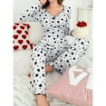 thumbnail image 3 of Valentine's Day Matching Pajamas for Couples Fall Fashion Must Have Women Pajama Sets Crew Neck Women's Sleepwear Long Sleeve Womens Pjs Sets Black, 3 of 8