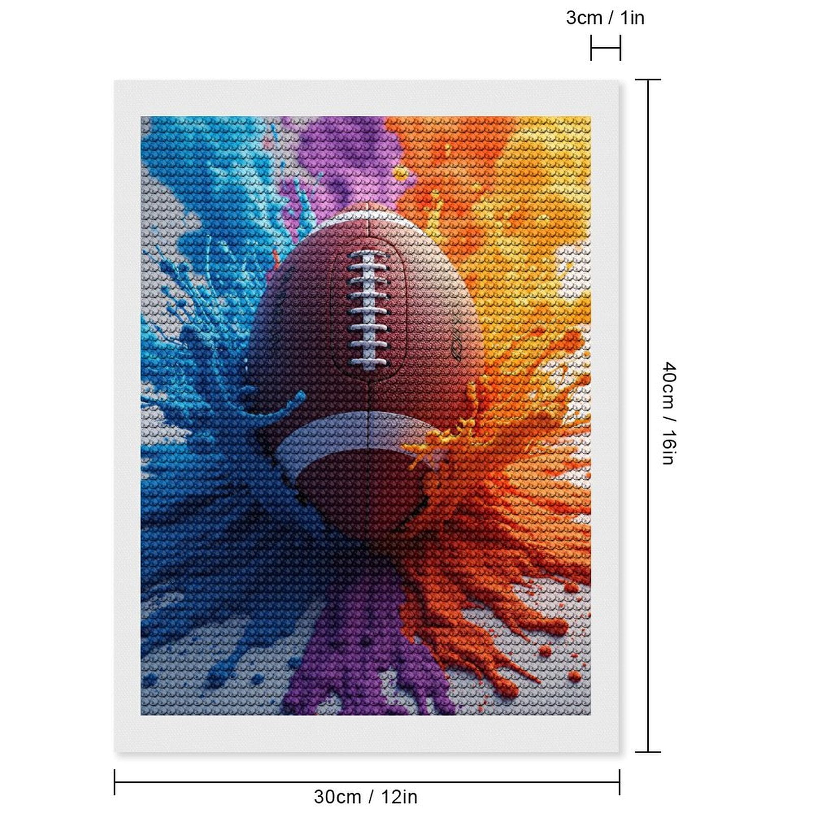 Diamond Art Kit for Adults, Football Color Splash Art Diamond Painting for Adults Beginners, 5D DIY Diamond Art Painting Kits, Colorful Diamond Painting Craft for Home Decor 12x16