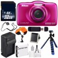 thumbnail image 1 of Nikon COOLPIX S33 Digital Camera (Pink) International Model No Warranty + Replacement Battery + External Charger + 32GB Card + Floating Strap + 12-Inch Flexible Tripod + USB Reader + Memory Card Walle Nikon NIKCPS32, 1 of 2