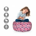 thumbnail image 2 of Harbour Stripe Storage Toy Bag Chair, Blue Anchors on Horizontal Paintbrush Stripes Marine Graphic, Stuffed Animal Organizer Washable Bag, Small Size, Dark Blue Magenta White, by Ambesonne, 2 of 3