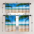 thumbnail image 4 of Beach Kitchen Curtains Tropical Palm Window Curtains and Valances Set 36 Inch, Summer Ocean Short Tier Curtain for Kitchen, Blue Ocean Small Kitchen Decor, 4 of 5