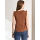 thumbnail image 5 of Blusa Sin mangas Vintage Allegra K de la Década de 1950 con volantes Marrón claro M, 5 of 6