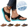 thumbnail image 2 of Women‘s Wedge Flip Flops With Arch Support 2022 Trending Summer Posh T-Strap Orthotic Beach Sandals, 2 of 9