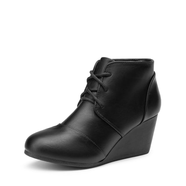 Botines DREAM PAIRS TOMSON con Tacón Cuña y Cordones Negro