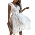 thumbnail image 4 of DYMADE Women V-Neck Lace Gauze Sleeveless Cocktail Party Elegant Dress, 4 of 4