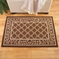 thumbnail image 2 of Collections Etc Two-Tone Lattice Rug with Leaf Border with Skid-Resistant Backing, Home Decor and Floor Protection, Chocolate, 26" X 60", 2 of 3