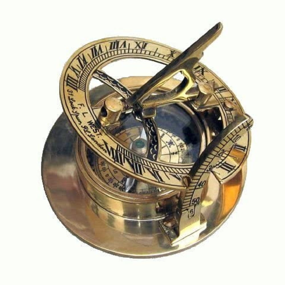 3" Vintage Maritime Antique Brass Lens Compass Floating Dial Nautical Table Top 