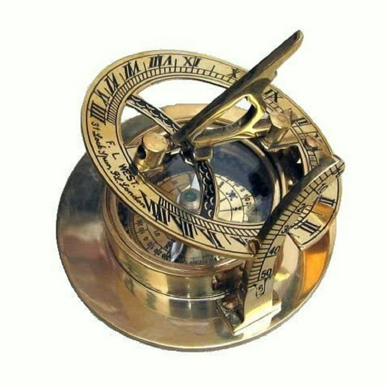 ITDC Solid Brass 3 Inch Sundial Compass - Reproduction Classic Nautical