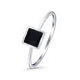 thumbnail image 3 of Solitaire Fashion Petite Dainty Ring Princess Cut Simulated Black Onyx 925 Sterling Silver Size 5, 3 of 5
