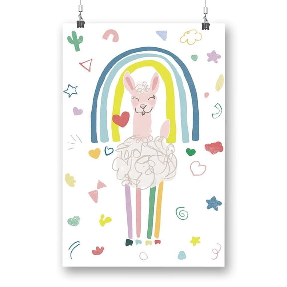 Rainbow Llama B Poster - June Erica Vess Designs,