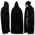thumbnail image 2 of 2020 Hooded Black Halloween Cloak Cape Wizard Vampire Witch Robe Gothic Medieval, 2 of 4