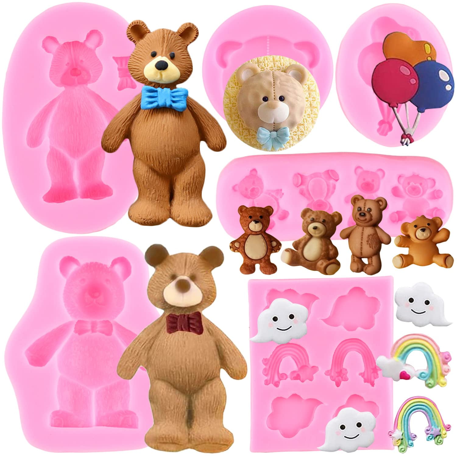 Emlems Small Teddy Bear Border Food Safe Silicone Mould for cake toppers,  fondant, chocolate, resin, clayetc
