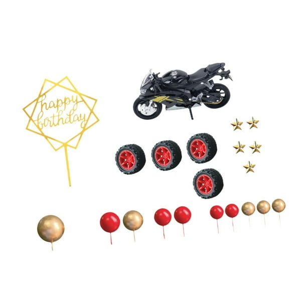 Decoración de pastel de motocicleta para cumpleaños infantil, lema de motocicleta, fiesta de conductores Estilo F