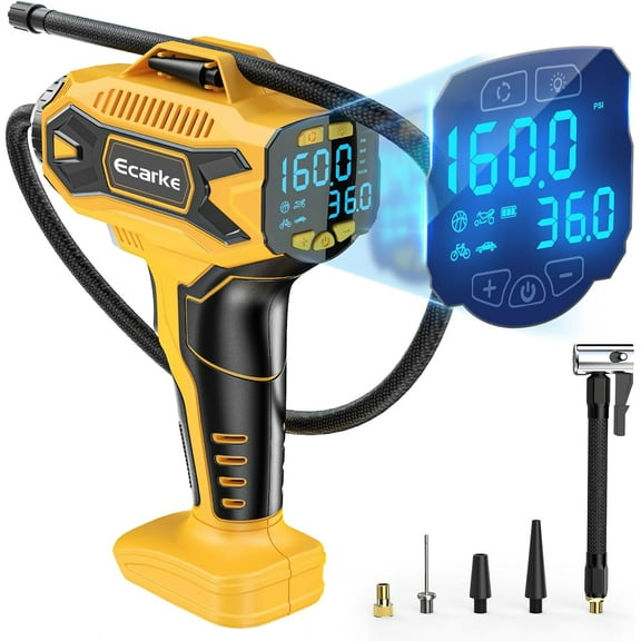 Ecarke Portable 160PSI Cordless Tire Inflator for Dewalt 20V Max Battery with Digital Pressure Gauge