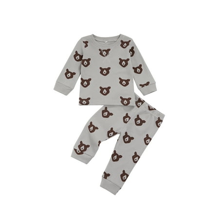 

Nokpsedcb 2PCS Infant Newborn Baby Boys Girls Long Sleeves Version with Panda Print Elastic Waist Clothing Grey 6-9 Months