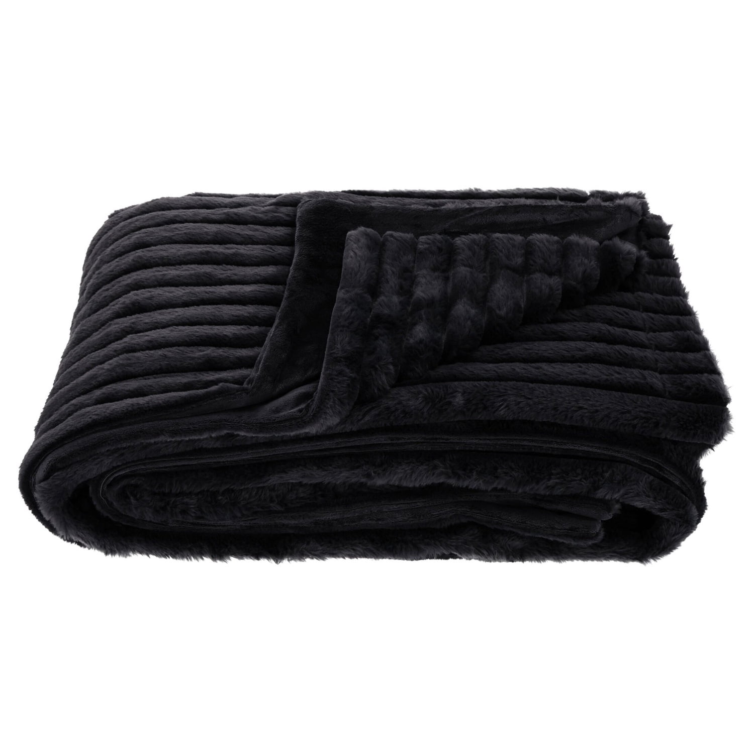 Mainstays Greystone Channel Faux Fur Blanket, King, 102 in x 90 in