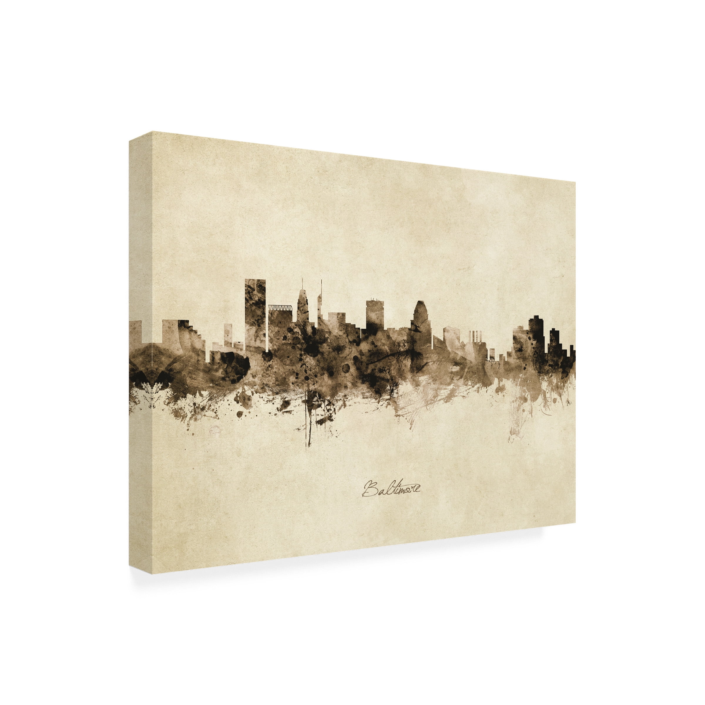 Michael Tompsett 'Baltimore Maryland Skyline Vintage' Canvas Art