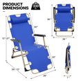 thumbnail image 2 of MoNiBloom 2 Pack Folding Reclining Lounge Chair with Removable & Adjustable Pillow, Patio Lawn Recliner Lounge Chaise for Outdoor Pool Camping Yard, Blue, 2 of 11