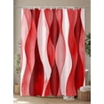 thumbnail image 4 of Boanket Polyester Fabric Red Striped Shower Curtain, Modern Gradient Geometric Ripple Stripes Waterproof Bathtub Curtain Bathroom Decor Set with Hooks 66 x 72 Inches,, 4 of 6