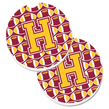 

Letter H Football Maroon & Gold Set of 2 Cup Holder Car Coaster