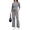 Grey, variant on Cuteduck Women Casual 2 Piece outfit Set Long Sleeve Pajama Set Lounge Set Pullover V-Neck Wide-Leg Pants - Versatile Set For Both At-Home And Outdoor Use, Comfortable, Simple And Versatile S-2XL