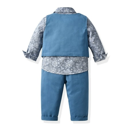 

Cathalem Track Suit Boys 6 Toddler Boys Long Sleeve Floral Prints T Shirt Tops Vest Coat Pants Child Kids 4 Piece Set Boy Childrenscostume E 6-7 Years