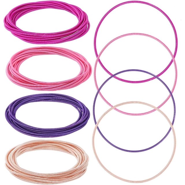 CHUANK 48 Loops 4 Colors Spring Jewelry Wire 2-1/4 inch Stackable Guitar String Bracelets Steel Memory Wire for Summer Jewelry Supplies Art Creation DIY Crafts Black Platinum Silver Gold