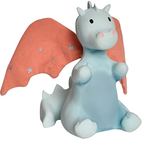 Tikiri 8595511 Rubber Baby Rattle Dragon Morning Red With Crinkle Wings, Natural Rubber Rattle For Babies And Toddlers From 0+ Months
