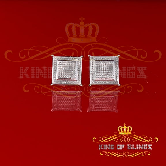 King of Bling's 0.31ct Diamond Stud Earrings For Women White 925 Sterling Silver Stud For Men