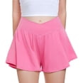 thumbnail image 4 of XIMIN Girls Butterfly Shorts Crossover High Waisted Athletic Shorts with Pockets 2 in 1 Flowy Running Skorts for Teen Tennis Running Workout (7-8 Years, Red), 4 of 5