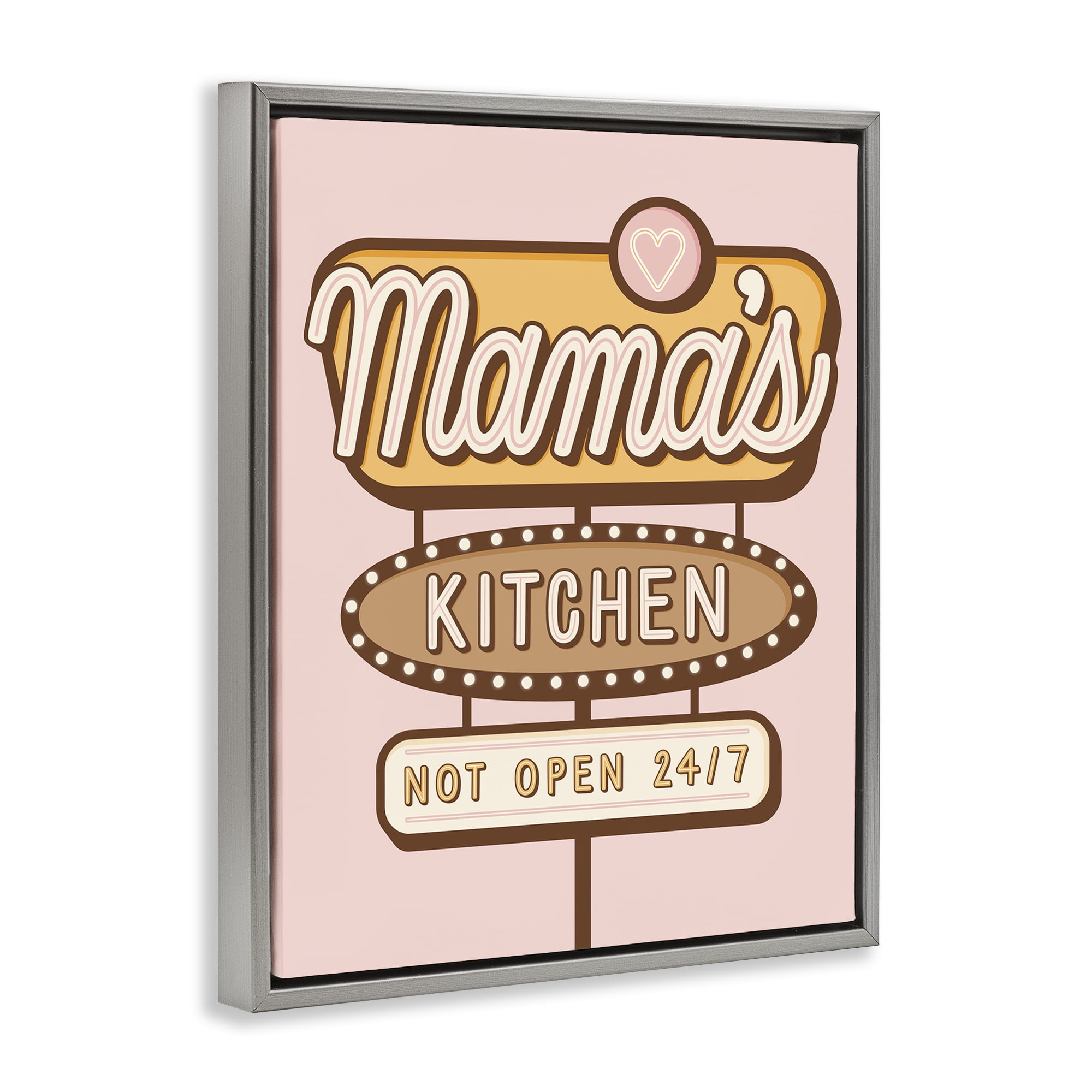 Stupell Industries Retro Mama's Kitchen Text & Numbers Painting Gray Floater Framed Canvas Art Print Wall Art, 17 x 21