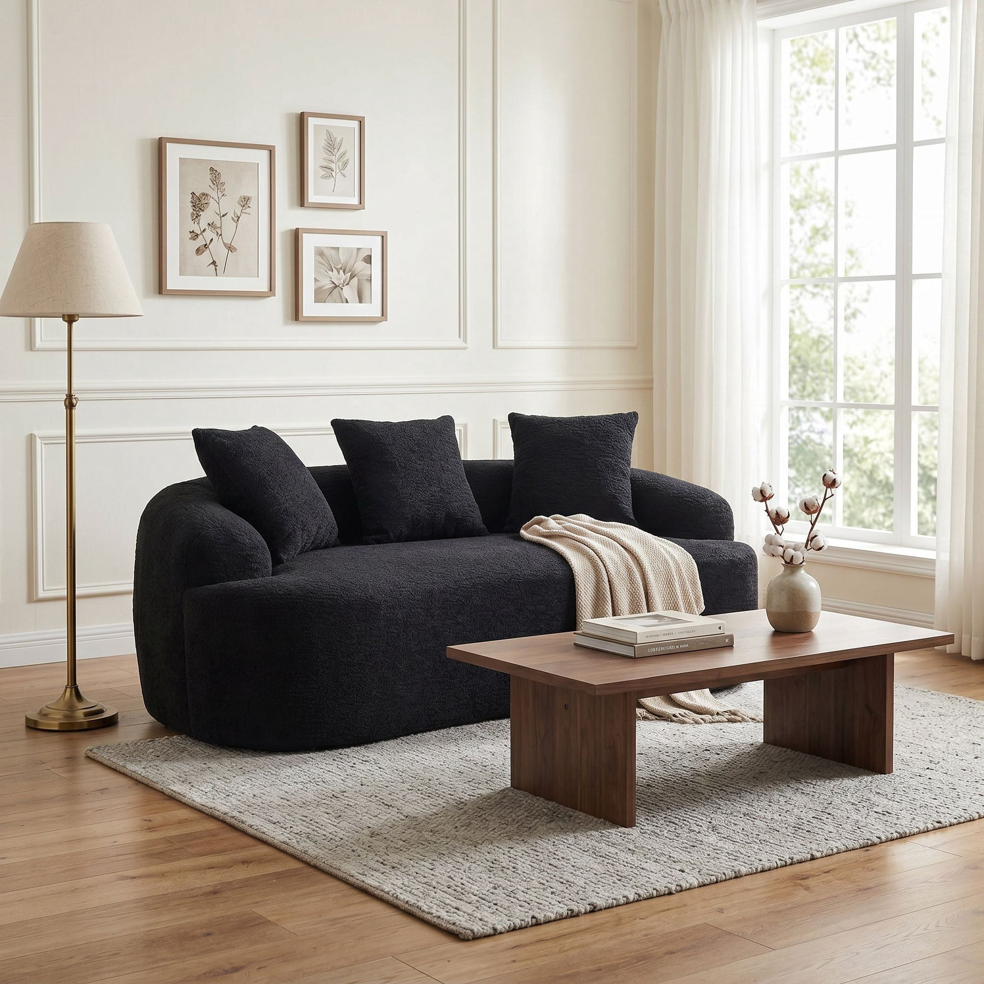 Sailvan Curved Loveseat No-Assembly Chenille Sofa for Small Spaces