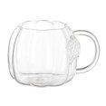 thumbnail image 2 of 12oz Double Wall Pumpkin Shaped Glass Mug, Embossed Leaf Clear Borosilicate Cup, Halloween Coffee Beverage Mug for Autumn Home & Party (Clear), 2 of 5