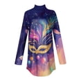 thumbnail image 4 of Mardi Gras Shirts for Women Glitter Carnival Mock Neck Tops Sequins Long Sleeve Novelty Graphic Tee Purple Pink M, 4 of 6