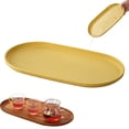 thumbnail image 5 of Yellow Non Slip Serving Tray Rectangular Plastic Food Tray with Wood Grain Texture Lightweight Tea Coffee Snack Dessert Tray for Kitchen Café Restaurant Home Dining 9.5x5.1 In, 5 of 9