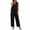 #01 Black 【Mix, Match & Rotate: Stock Up on Daily Colors】, variant on Women's Cotton Loose Fit Jumpsuit Pants with Pockets, Mid Elastic Waist Drawstring, Solid Color Casual Fashionable, Daily Streetwear Lounge Beach Travel Romper, Womens Capri