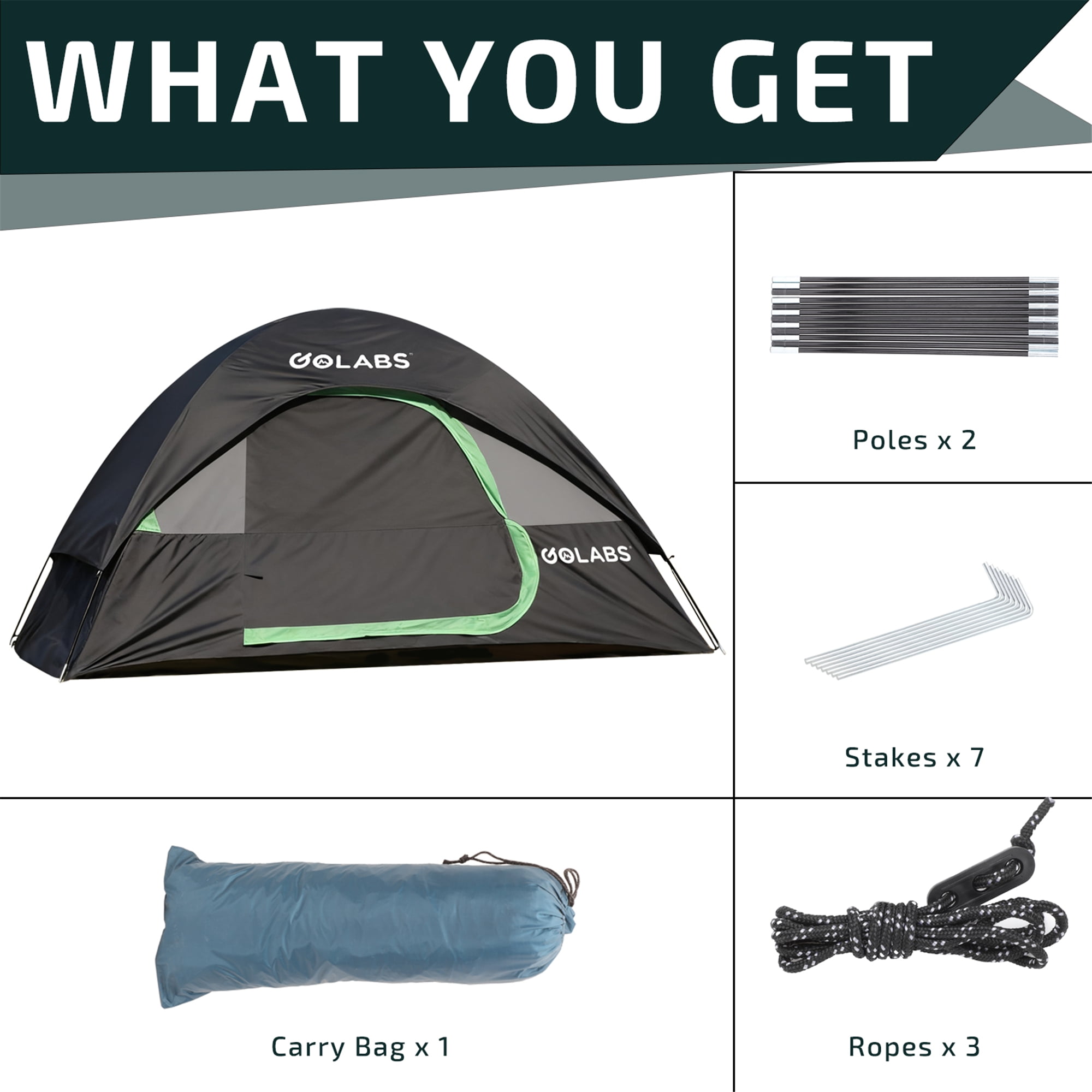 Golabs CT1 2-Person Waterproof Dome Tent for 2 Adults - Walmart.com