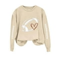 thumbnail image 2 of Elvqul Womens Sweatshirt Beige Sweatshirts Crewneck Casual Fall Pullover Graphic Long Sleeve Hoodies for Ladies, 2 of 4