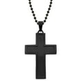 thumbnail image 2 of Blackplated Stainless Steel Carbon Fiber Cross Pendant Necklace, 2 of 4
