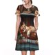 thumbnail image 1 of Balery Cat Asleep Among Flowers Vestidos sueltos de manga corta para mujer, vestidos de verano 2025, vestidos casuales de corte A con vuelo., 1 of 6