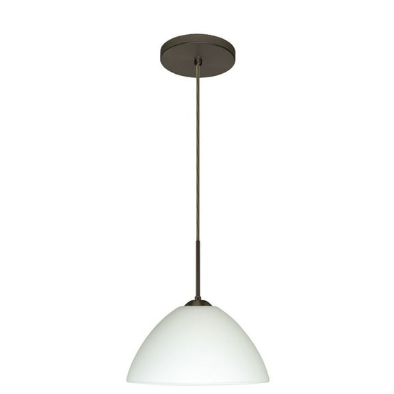 1JT-420107-LED-BR-Besa Lighting-Tessa-One Light Cord Pendant with Flat Canopy-10.5 Inches Wide by 5.5 Inches High-Bronze Finish-White Glass Color-LED