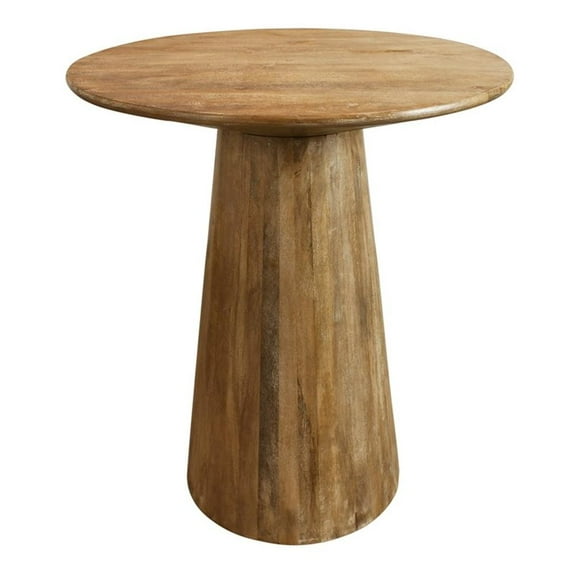 Pemberly Row 36" Solid Wood Round Bar Table in Distressed Natural Finish