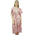 thumbnail image 1 of Bimba Women's Pink Floral Mid Calf Length Drawstring Kimono Kaftan Dress - 24, 1 of 8