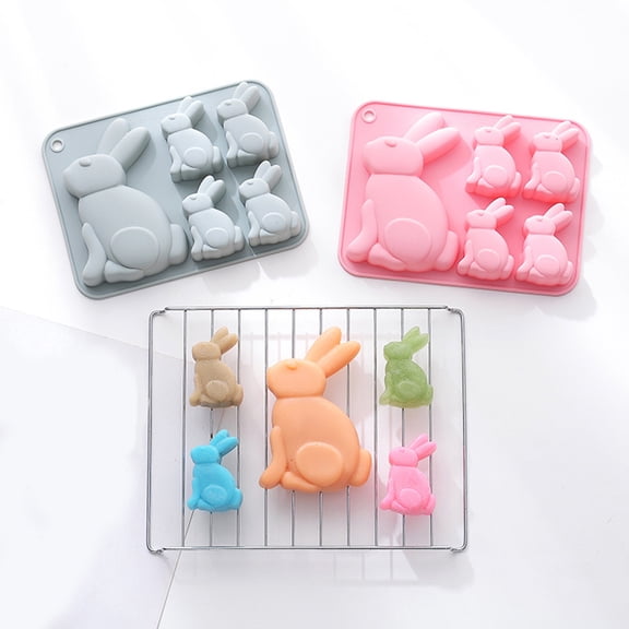 5-Cavity Easter Bunny Silicone Mold, Flexible Food-Grade Silicone Mould For Easter Festival Cake Baking & Ice Baking, Diy Baby Food, Chocolate, Jelly, Ice Cream, Dessert Making