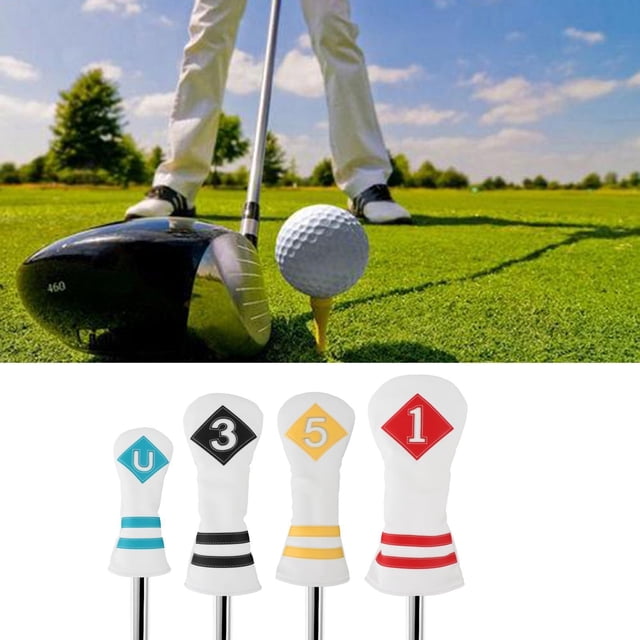 4x Golf Cover Headcover Protector Cuello 1 3 Número blanco shamjiam Cubierta de la cabeza del palo de golf