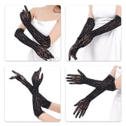 Long Lace Gloves With Sparkling Rhinestones Decors For Elegance Evening Party Dressingup Women PhotoshootsHandwear