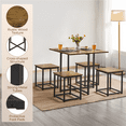 thumbnail image 4 of Renwick 5-Piece Dining Set with Industrial Square Table and 4 Backless Chairs, Rustic Brown, 4 of 10